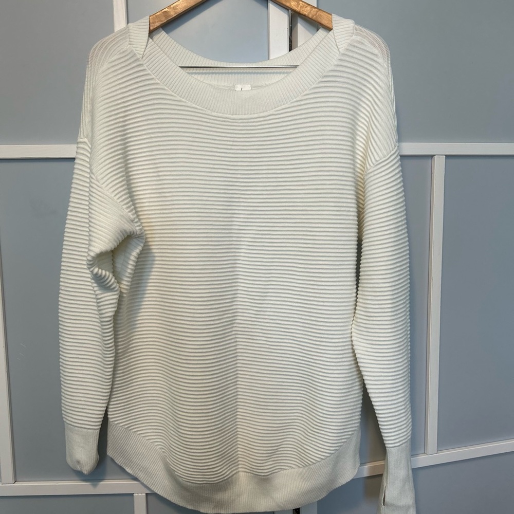 Aerie Cream Crew Neck Sweater with Textured Knit